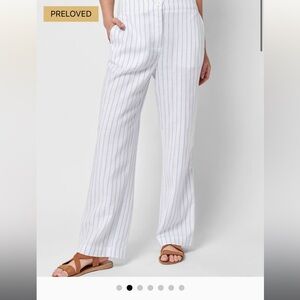 Faherty Malibu Linen Pull On Pants in Pier Stripe Size M